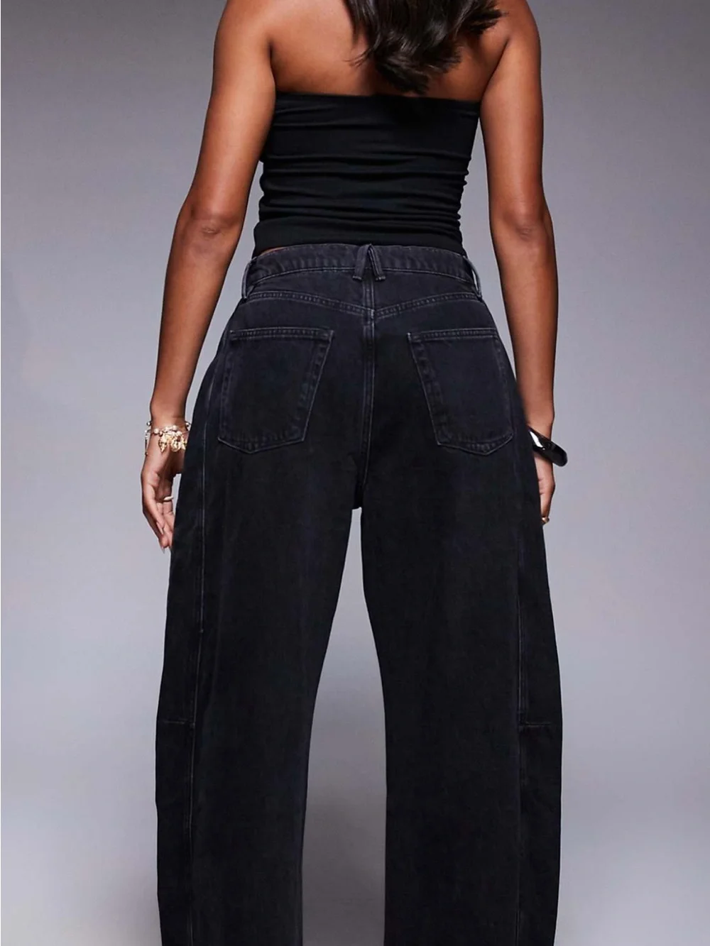 Good American Black Barrel Leg High-Rise Jeans - Picture 2 of 5